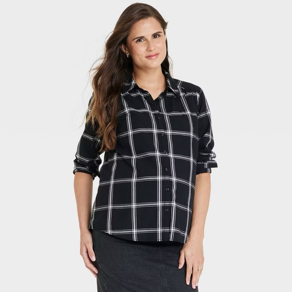 NWT Isabel Maternity Plaid Button Down Shirt